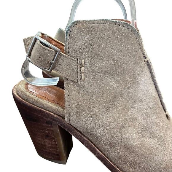 Frye Carolina Ash Womens Suede Leather Slingback Chunky Heel Shoes Booties sz 6 - Picture 12 of 16